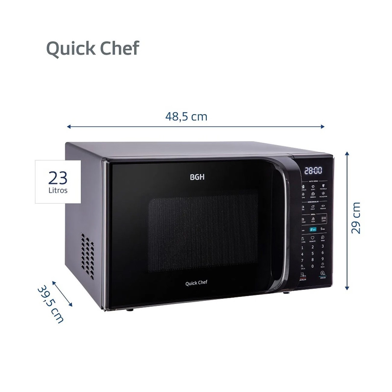 Imagen Microondas 23l Bgh Q.chef Dig Negro B223dn20 Grill