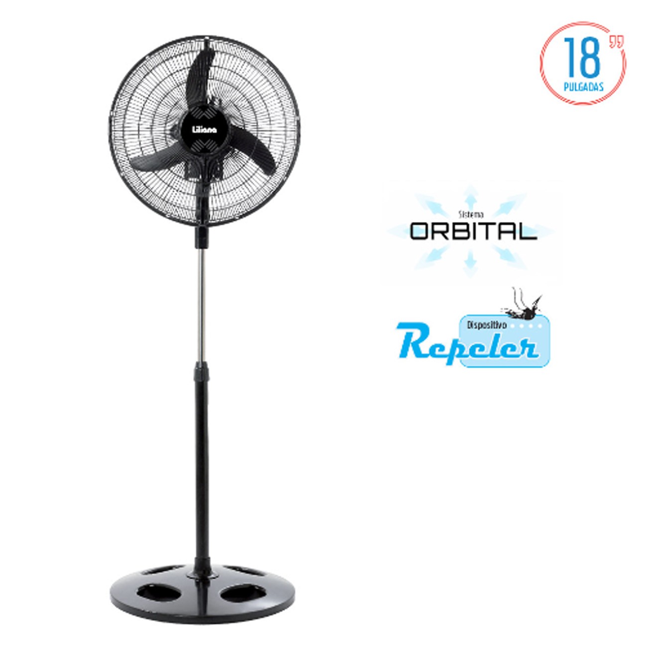 Imagen Ventilador De Pie Liliana Vprn18 18" 3 Vel 75w Negro