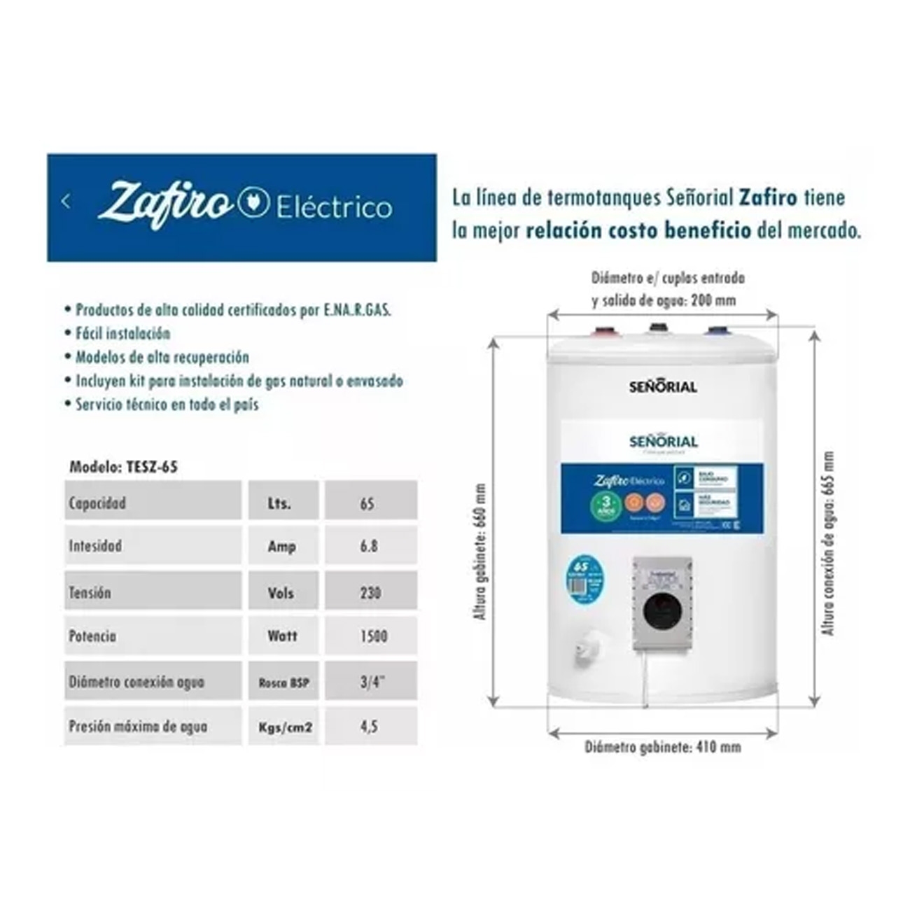 Imagen Termotanque Elect 65 L Señorial Tesz-65