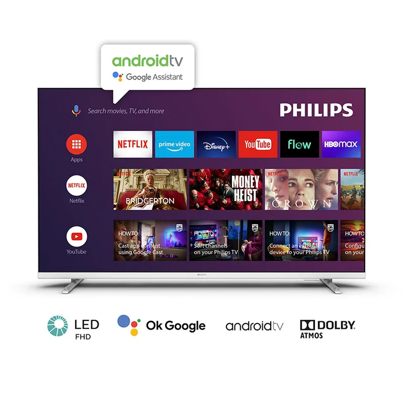 Imagen Tv Led Smart 32" Philips 32phd6927 Android Blanco